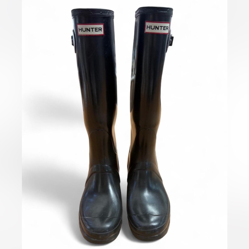 Hunter Classic Black Gloss Waterproof Boots - Picture 1 of 6